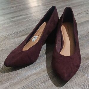 Christian Siriano deep purple block heel pointed shoes Sz 11